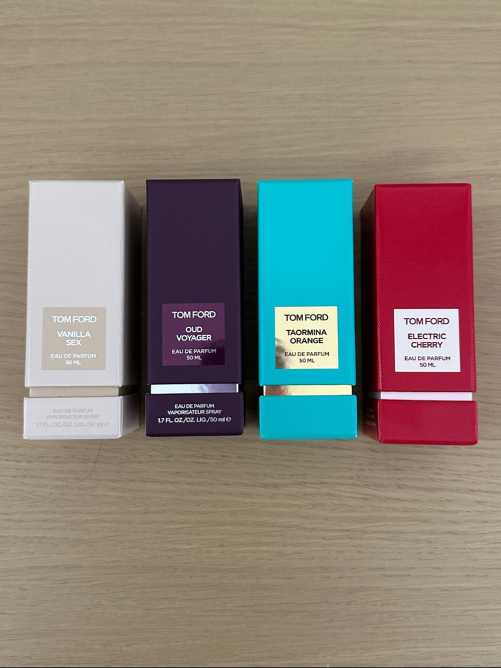 TOM FORD Vanilla Sex, Oud Voyager, Electric Cherry & Taormina Orange Empty Boxes
